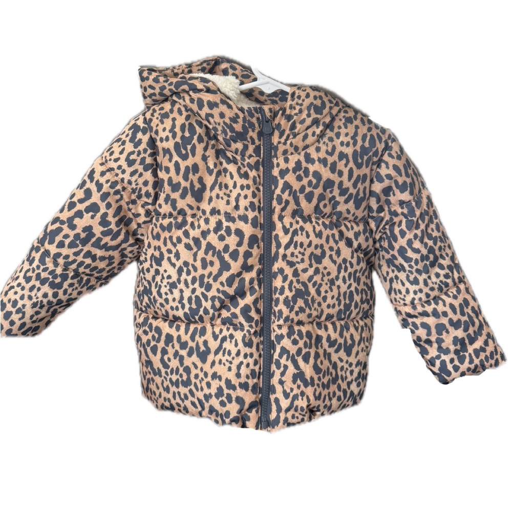 GAP Baby Leopard Print Hooded Jacket - Tan & Black